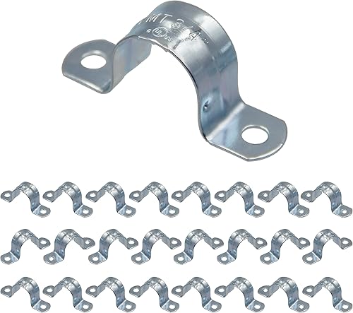 Miniatura 15 de ISPINNER 25pcs 1/2 pulgada Zinc plateado acero EMT Pipe Straps U soporte con 2 agujeros para conducto EMT, fijación de tuberías, tubo de tensión