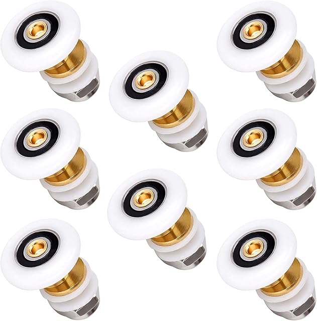 Shower Door Rollers 25mm Sliding Shower Doors Wheels Replacement for Shower Enclosure Shower Room Shower Screen Top Bottom Parts Fixing (8pcs)