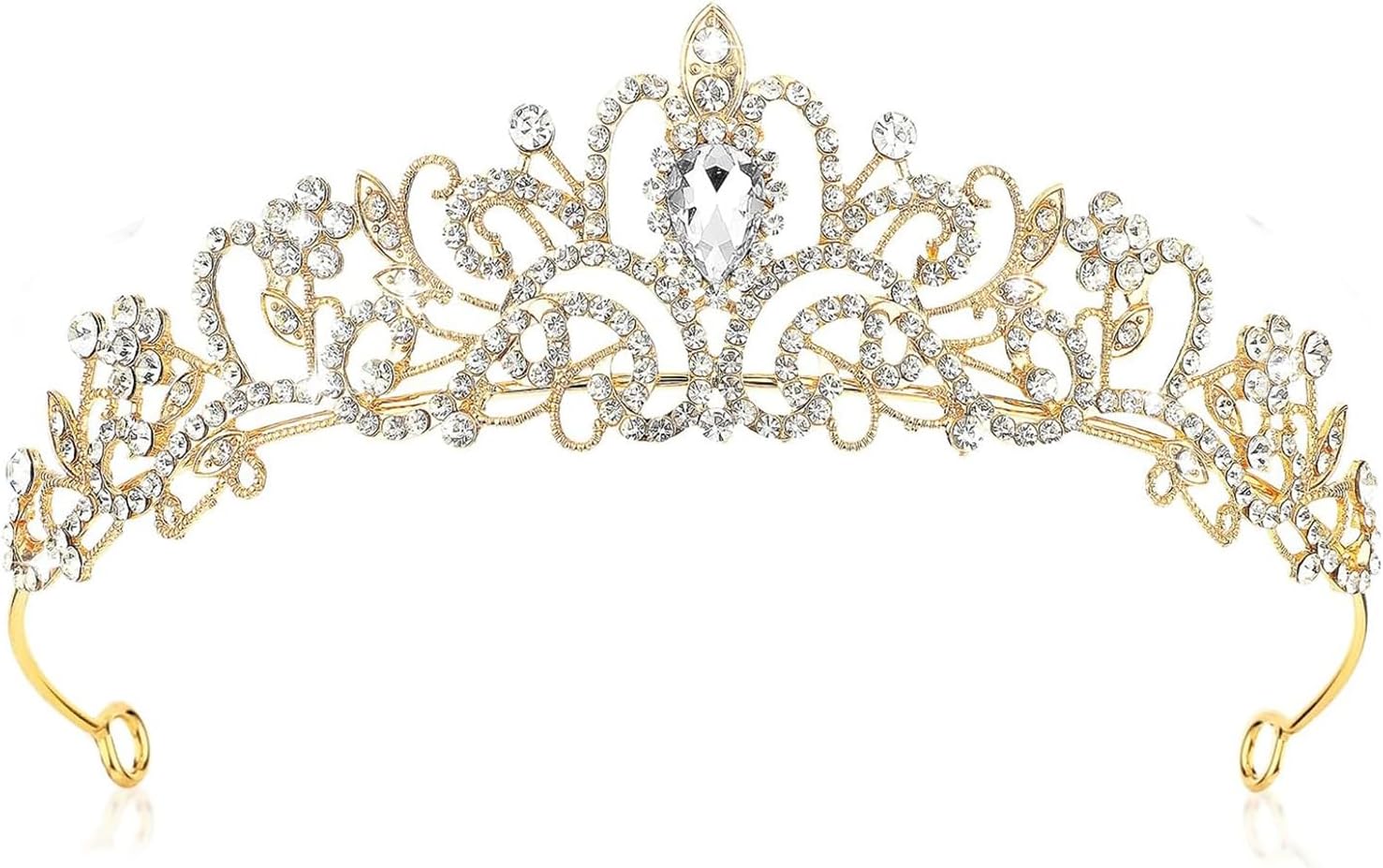 YREYBNGold Tiara, Crystal Tiaras For Women Girls, Gold Princess Crown Tiaras For Women, Elegant Rhinestone Headband Crystal Royal Queen Bridal Hair Accessories For Birthday Wedding Costume Party