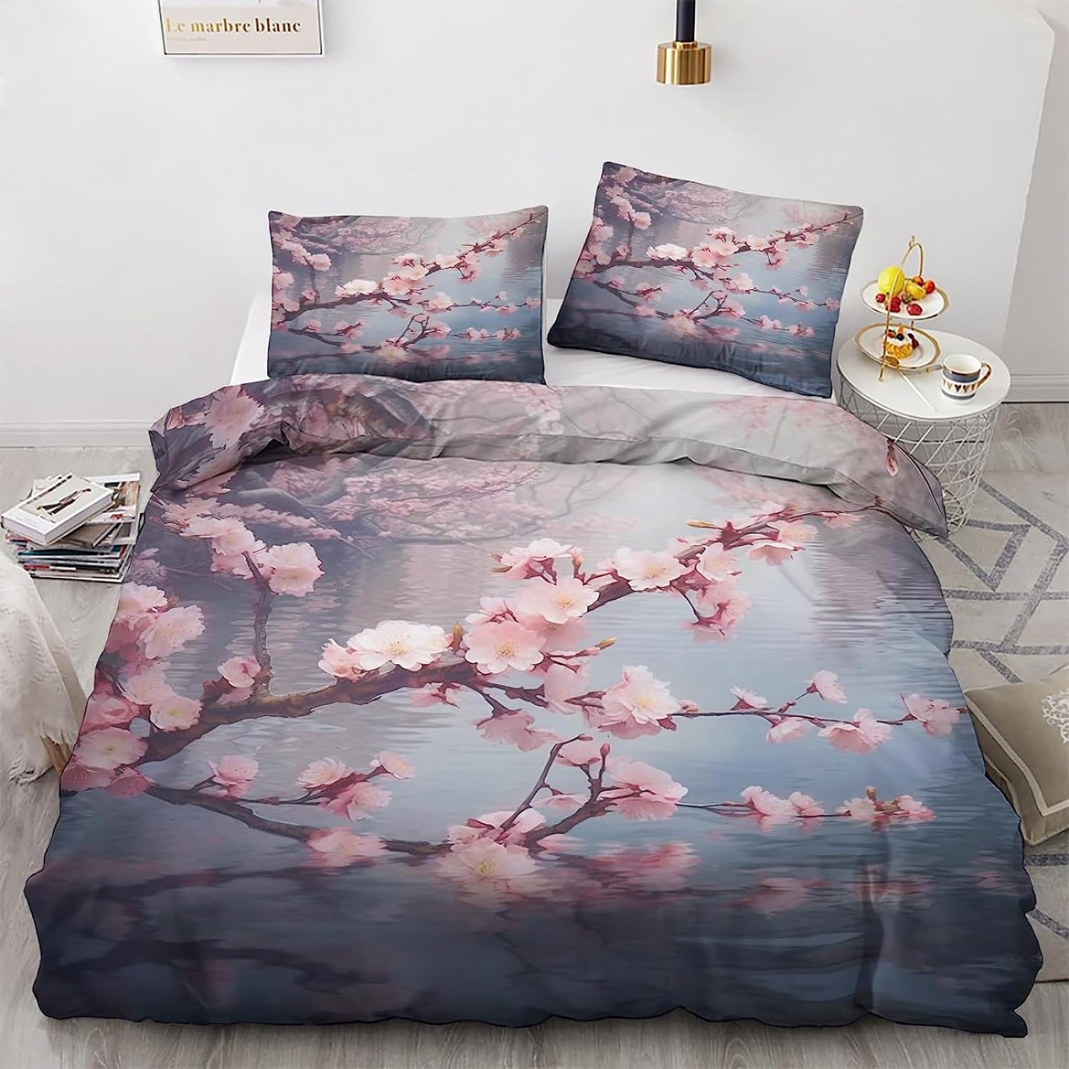 Kirschblüten Bettwäsche Set - Japanisches 3D Design, Microfaser & Wendbar