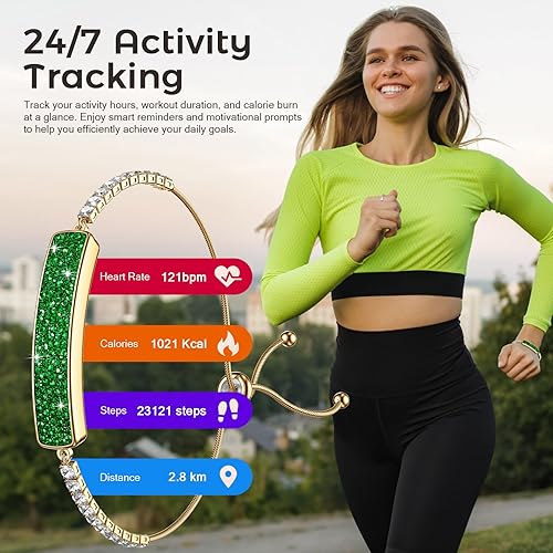 Miniatura 8 de Pulsera inteligente para mujeresniñas, diseño de lujo con diamantes de colores, rastreador de salud y fitness 247 frecuencia cardíaca,