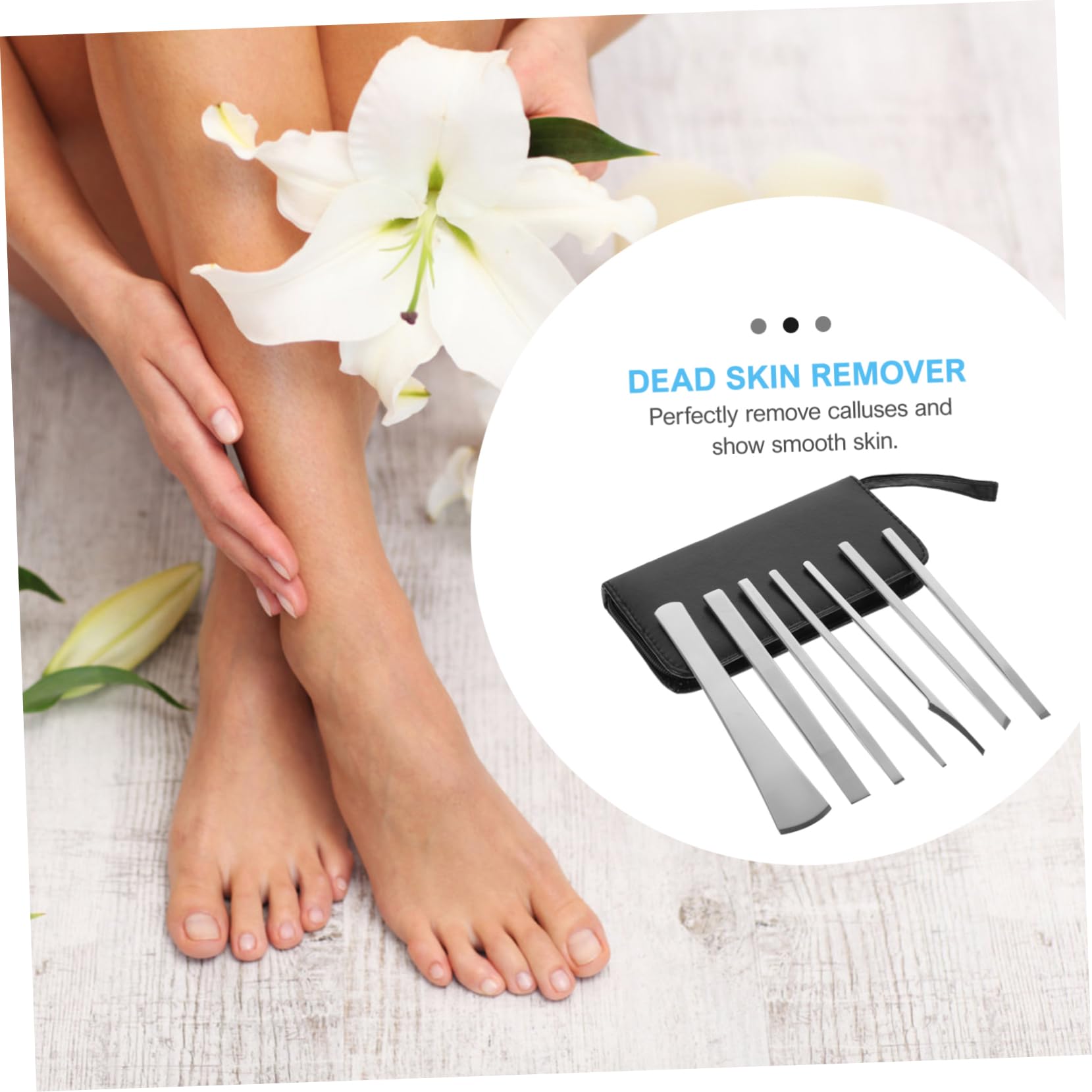 Acciaio ad Alto Manganese Coltelli per Pedicure Set 7 Pezzi | Argento, Materiale Pu, per Uso Familiare e Professionale, per Mani e Piedi, Rimozione Calli e Pelle Secca