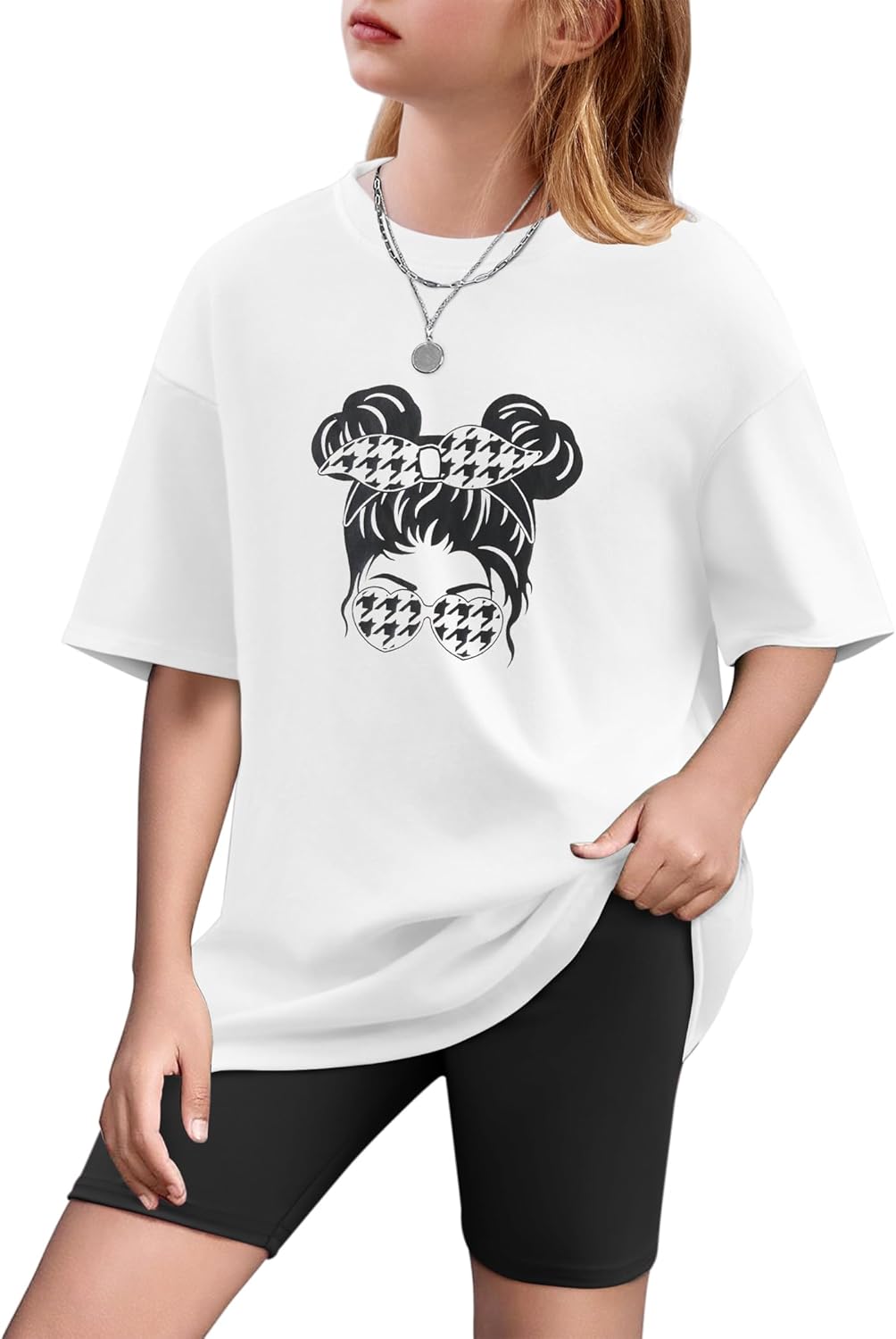 Arshiner Girls Clothes Summer 2 Piece Outfits Drop Shoulder T-Shirts and Biker Shorts Kids Fashion Clothing Sets