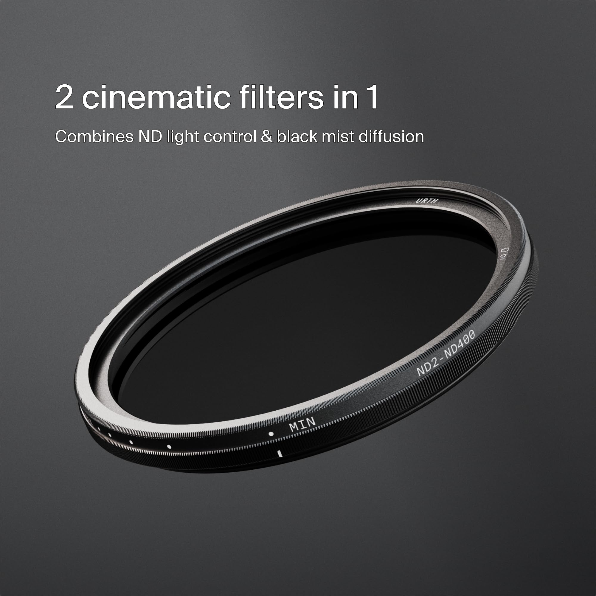 Urth 67 mm Filtro Variable ND2-400 + Ethereal Black Mist ¼ Difusor (Plus) - 20 capas Nano, filtro Para objetivos Con polarización mejorada y efecto difuso cinematográfico