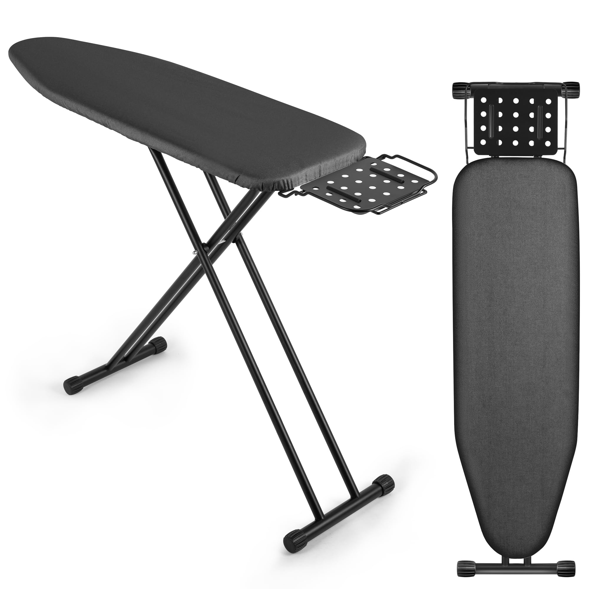 Planche à repasser pliable de luxe VIOFOTT - Hauteur réglable de 65 à 95 cm - Convient à la plupart des centrales vapeur - Dimensions : 120 x 34 cm