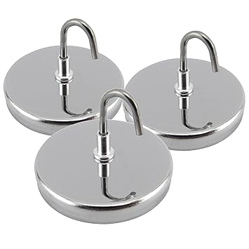 Master Magnetics Magnetic Handi-Hook with Chrome Plate - 2.04" Diameter, 1.275" Total Height, 20 Pounds, Silver, Pack of 3, MHHH20X3