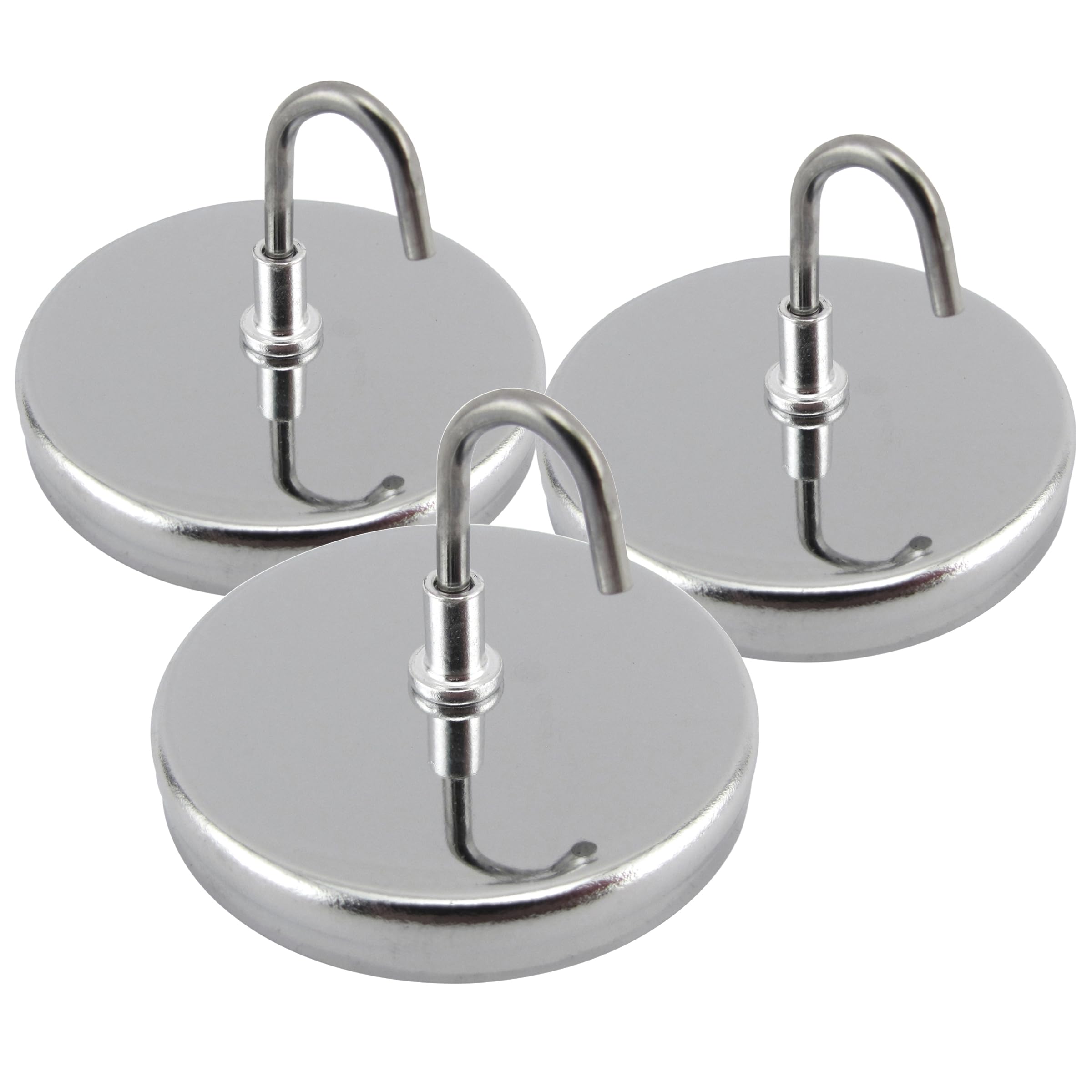 Master Magnetics Magnetic Handy Hook with Chrome Plate - 2.04" Diameter, 1.275" Total Height, 20 Pounds, Silver, Pack of 3, MHHH20X3