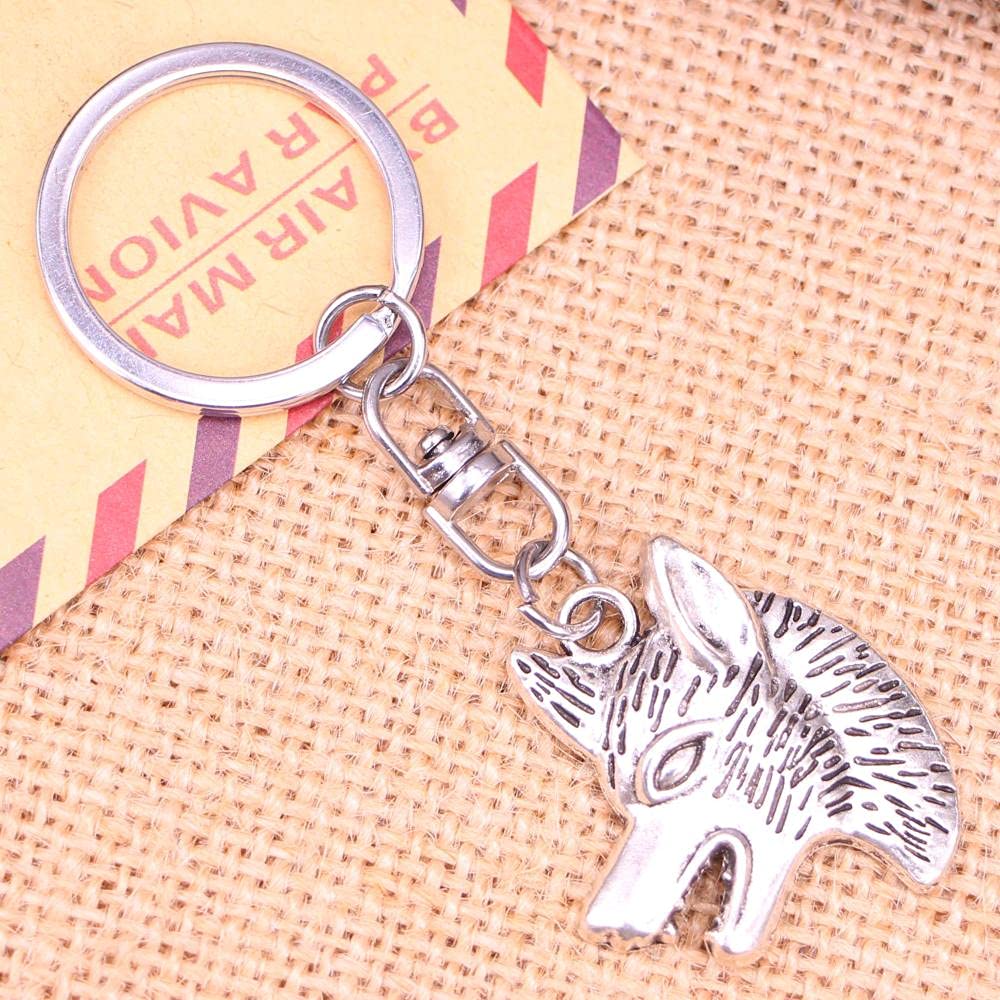 20 Stücke Schlüsselanhänger 35 X 30 Mm Wolf Hund Anhänger DIY Männer Schmuck Auto Schlüsselanhänger Ring Halter Souvenir Für Geschenk