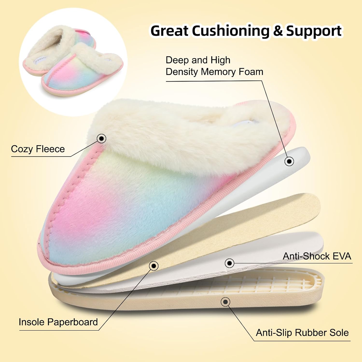 Besroad Kids Slippers Girls Boys Fuzzy House Slippers Warm Memory Foam House Shoes Soft Plush Bedroom Slippers Slides Indoor Outdoor - Image 6