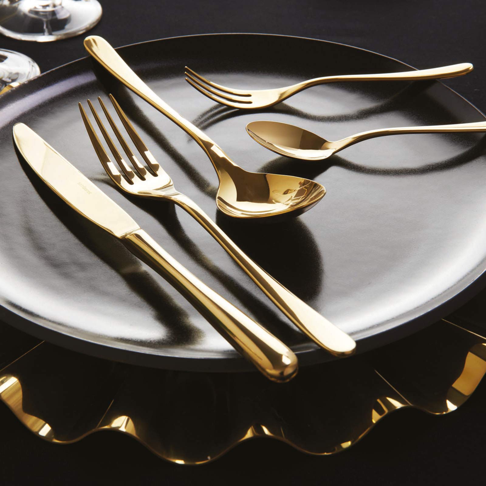 Sambonet - TASTE Tafelbesteck Set für 12 Personen, 60-teilig aus Edelstahl PVD-Finish, spülmaschinenfest, gold