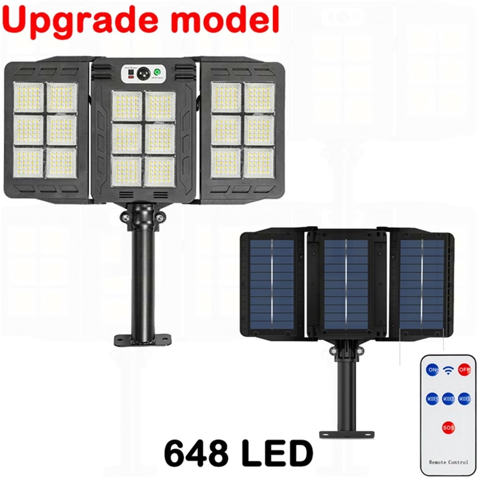 648 LED potężne światła solarne zewnętrzne światło słoneczne czujnik ruchu lampy solarne wodoodporne do oświetlenia lampy ogrodowej, oświetlenie uliczne, podwórko (ogólne - 600 COB)