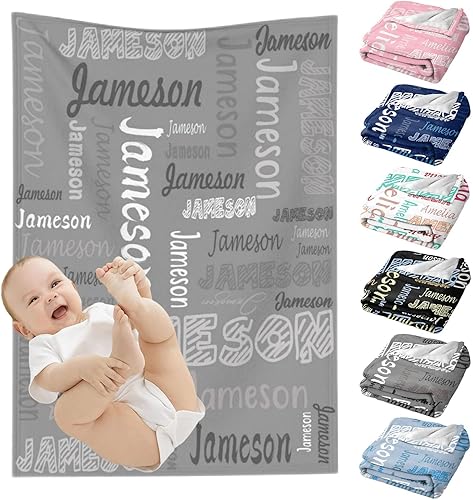 WAJL POD Mantas de bebé personalizadas para niñas y niños, mantas de bebé personalizadas con nombre para niños y niñas, regalos personalizados para