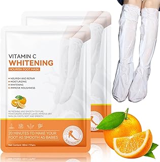 TBeautfave Foot Peel Mask, 2 Pack Exfoliating Foot Mask Vitamin C Moisturizing Socks Feet Hard Skin Remover Feet Peeling Socks Whitening and Nourishing Foot Mask Foot Care Extra Long Foot Mask