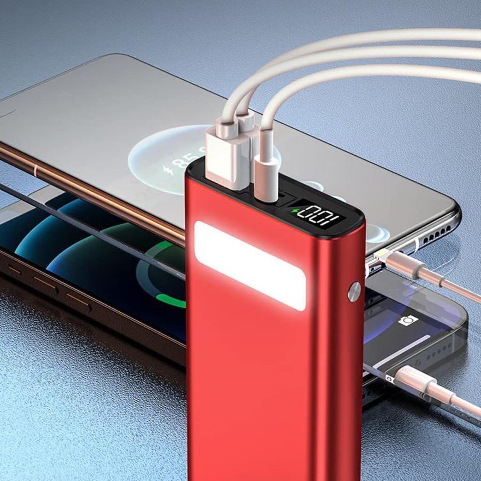 Banco De Energía con Linterna Y Carga Súper Rápida De Gran Capacidad,A,30000mAh