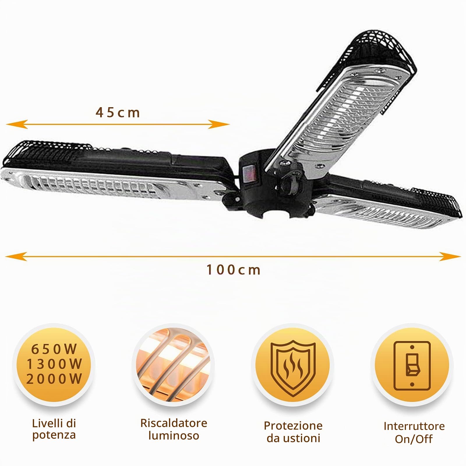 Mi-Heat Riscaldatore a ombrellone Riscaldatore radiante per patio 2000W - Riscaldatore a ombrellone Riscaldatore radiante per patio