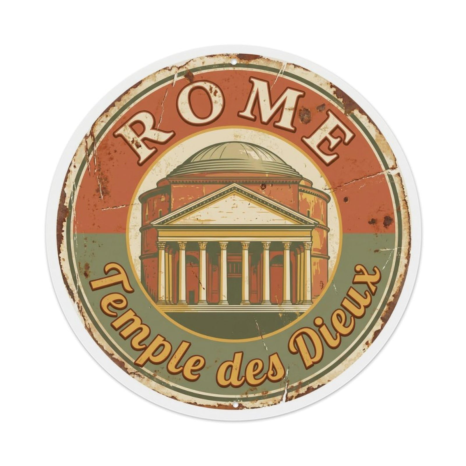 Fqnyr Style Vintage Travel Pantheon Ancient Rome Metal Tin Sign