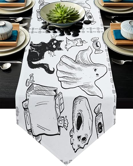 Amazon テーブルランナー テーブルセンター 食卓ランナー イラスト 手描き 黒猫 髑髏 テーブルクロス モダン おしゃれ 北欧風 プレースマット レストラン用 滑り止め 上品 断熱 食卓飾り お食事マット おもてなし インテリア 46x1cm テーブルランナー オンライン通販 Amazon テーブルランナー テーブルセンター 食卓ランナー イラスト 手描き 黒猫 髑髏 テーブルクロス モダン おしゃれ 北欧風 プレースマット レストラン用 滑り止め 上品 断熱 食卓飾り お食事マット おもてなし インテリア 46x1cm テーブルランナー オンライン通販