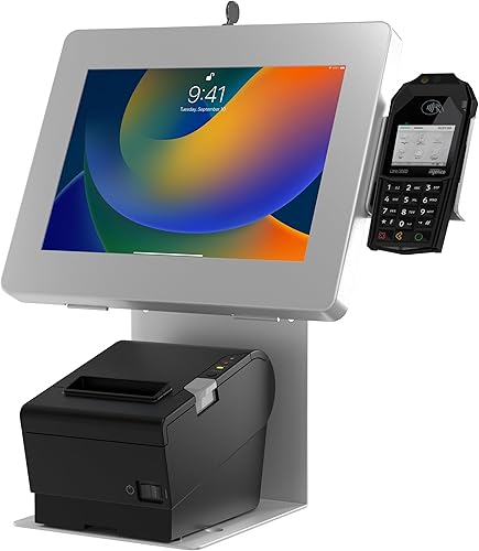 Soporte de quiosco antirrobo - Estación de punto de venta con ranura para lector de tarjetas de crédito y ranura para impresora para iPad 11 (A16) -