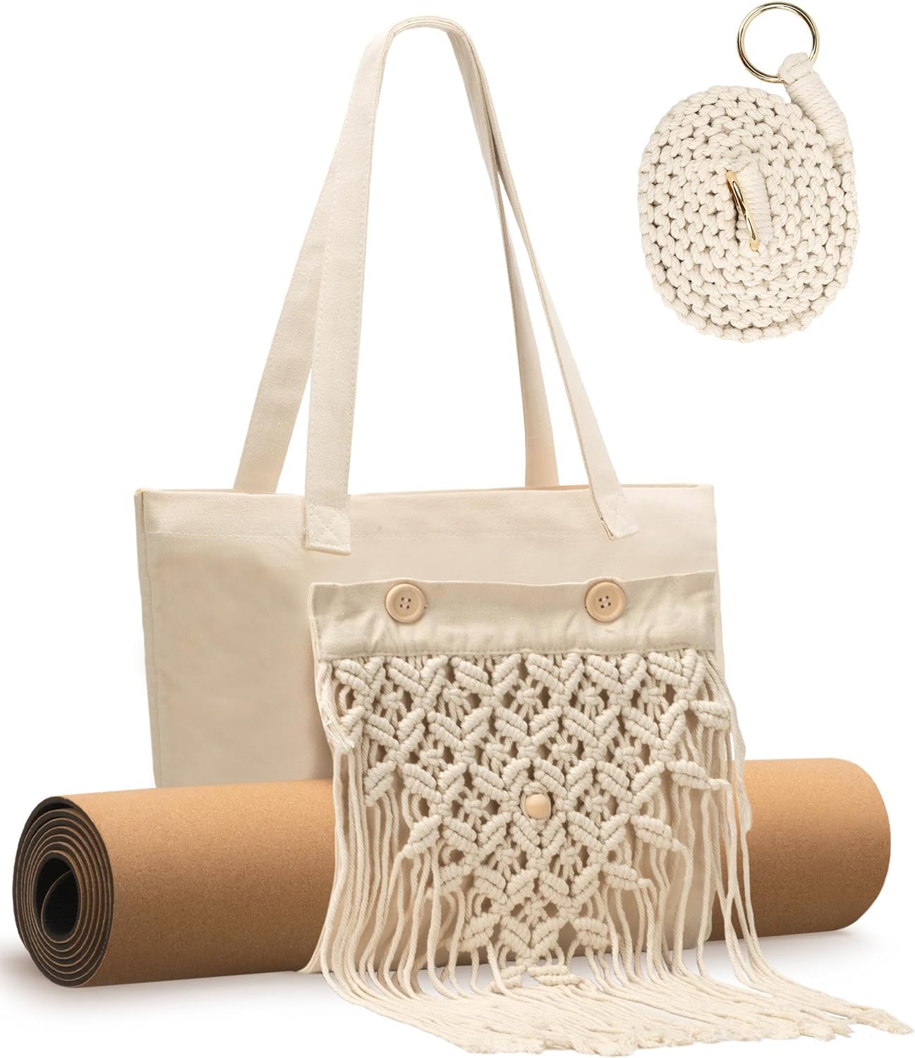 COTTONCUBE Macrame Yoga mat Bag Bohemian Handbags for gym Garden-image-1