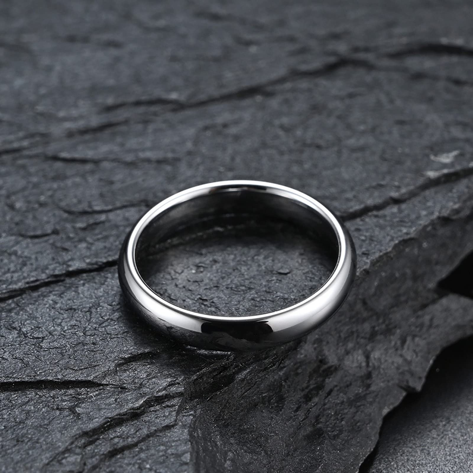 Gualiy Anelli con Nome Personalizzato, Anelli Fidanzamento Uomo Donna in Tungsteno Anello Argento Lucido 4mm Taglia 10 a 30
