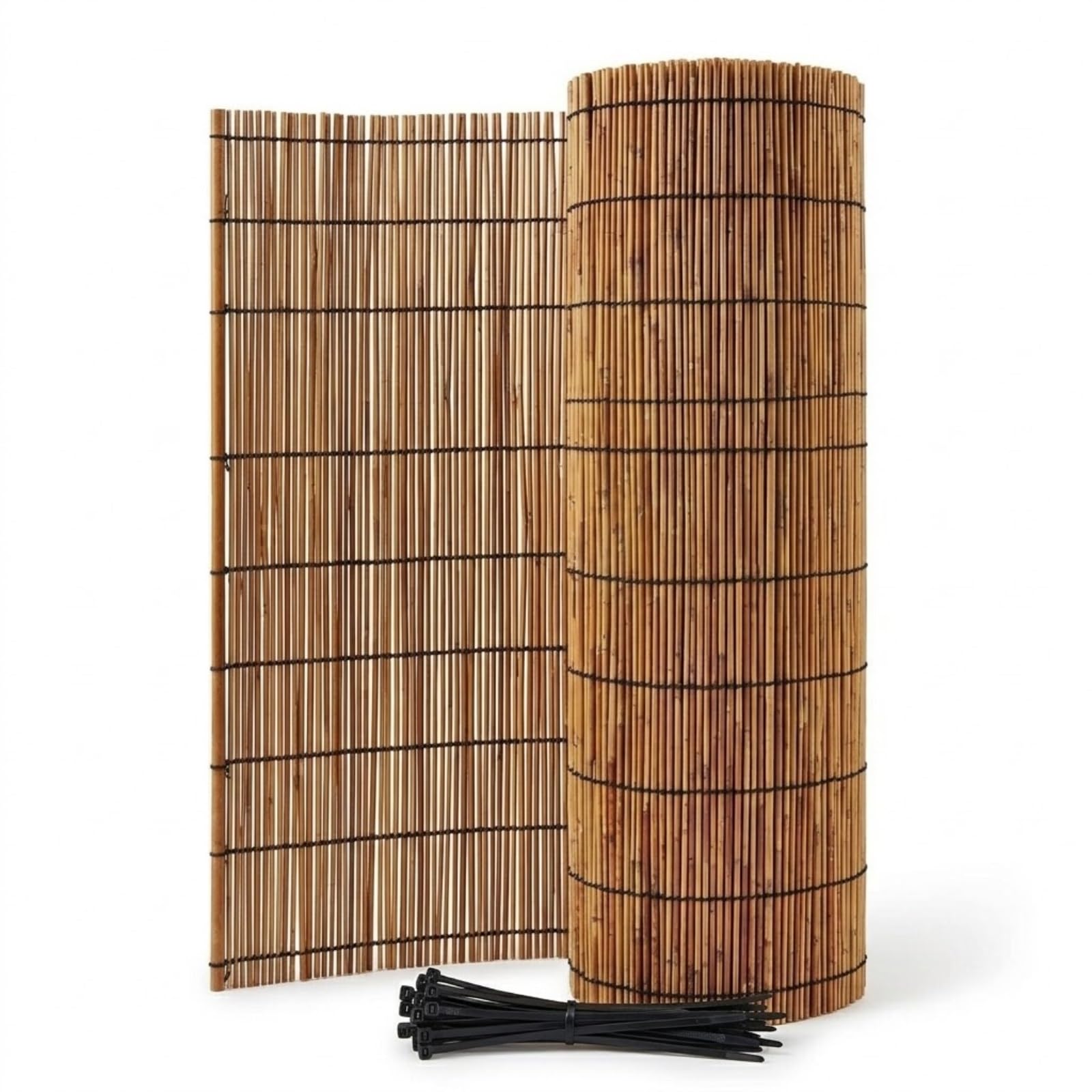 Canisse en Roseau Naturel Brise-Vue Jardin, Canisse en Roseau pour Balcon Terrasse et Clôture, Écran de Confidentialité Occultant, Pare-Soleil et Brise-Vent(Brun,61x762cm(2x25ft))