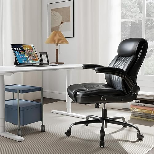 Miniatura 2 de AnyGod Sillas ergonómicas de escritorio con respaldo medio, cómodas para la oficina en casa con reposabrazos abatibles, soporte lumbar, altura