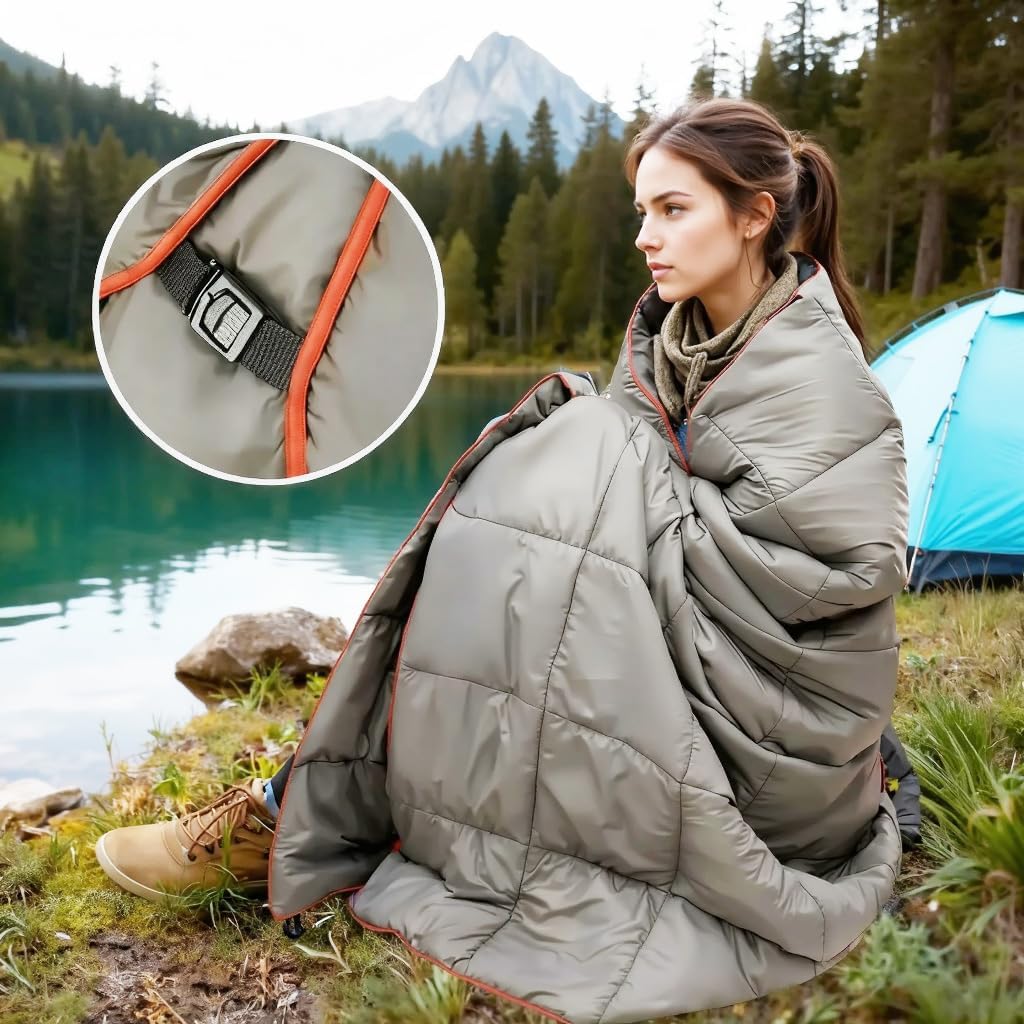 Wind Tour Ultralight Packable Camping Blanket, Water Repellent Compact Outdoor Blanket for Hiking, Backpacking, Travel, and Stadium Events (Grey)