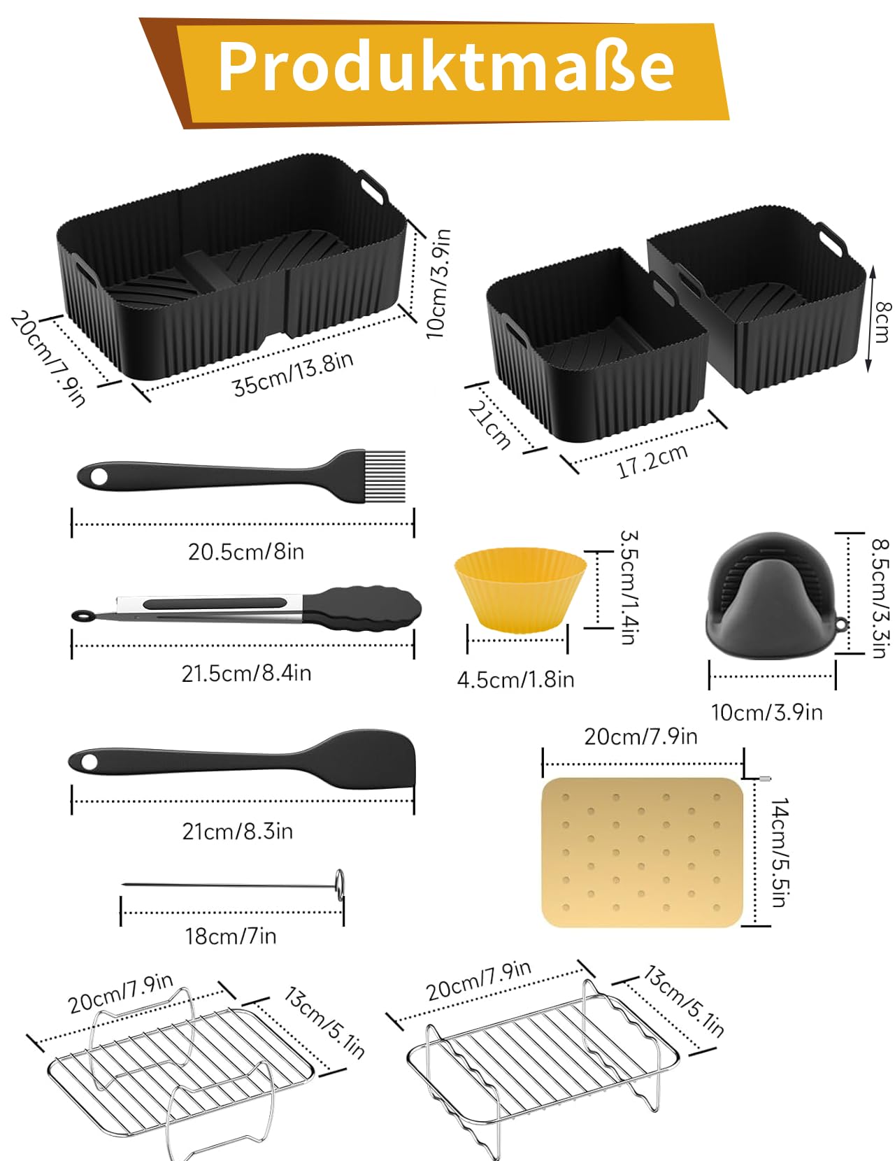 Airfryer akcesoria do Ninja Foodi Flexdrawer AF500EU 1 × 10,4 l i 2 × 5,2 l foremka silikonowa, inne akcesoria w zestawie, przysmaki do pieczenia
