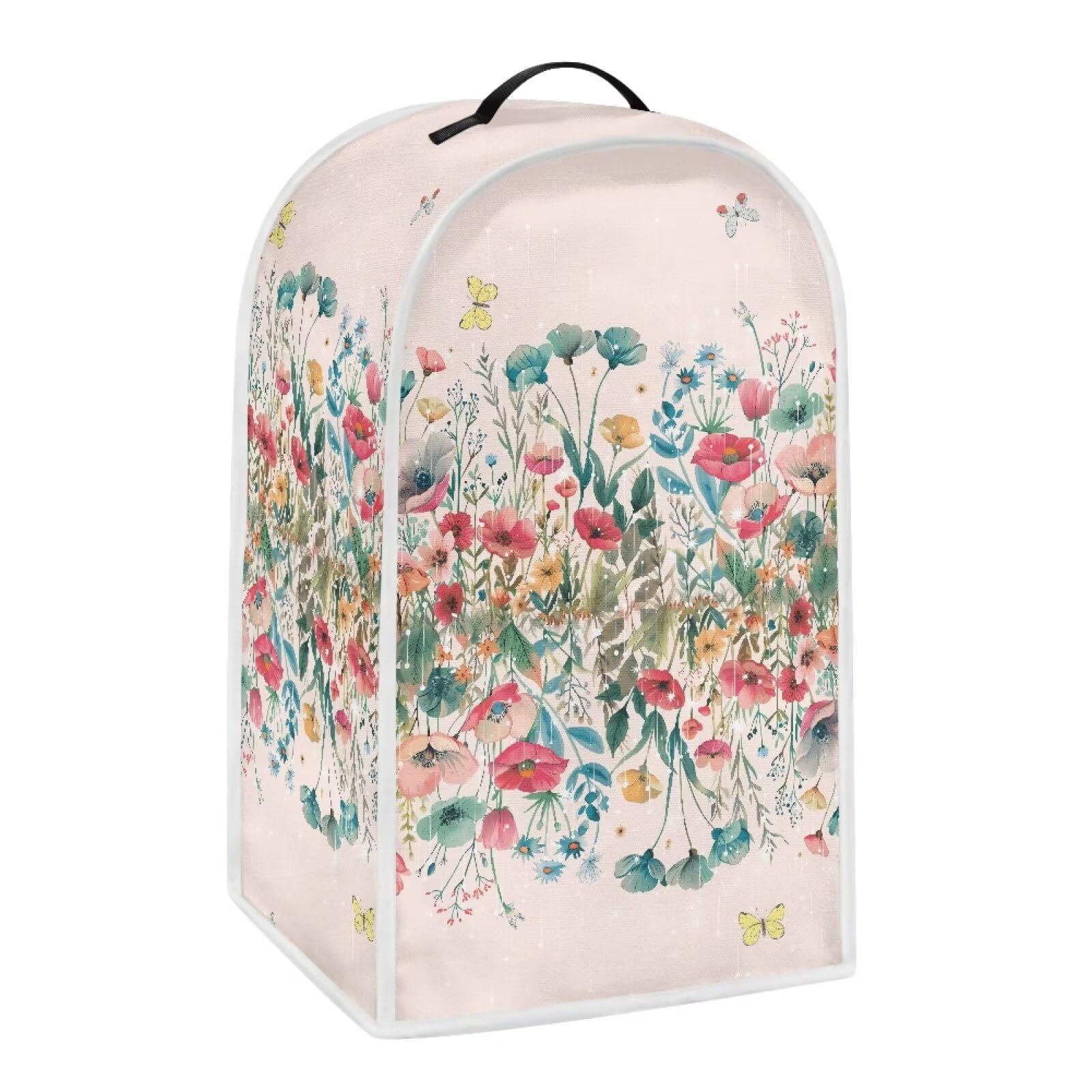 Blender Dust Protection Cover with Durable Handle, Easy Cleaning Kitchen Appliance Cover, Floral Butterfly Pink