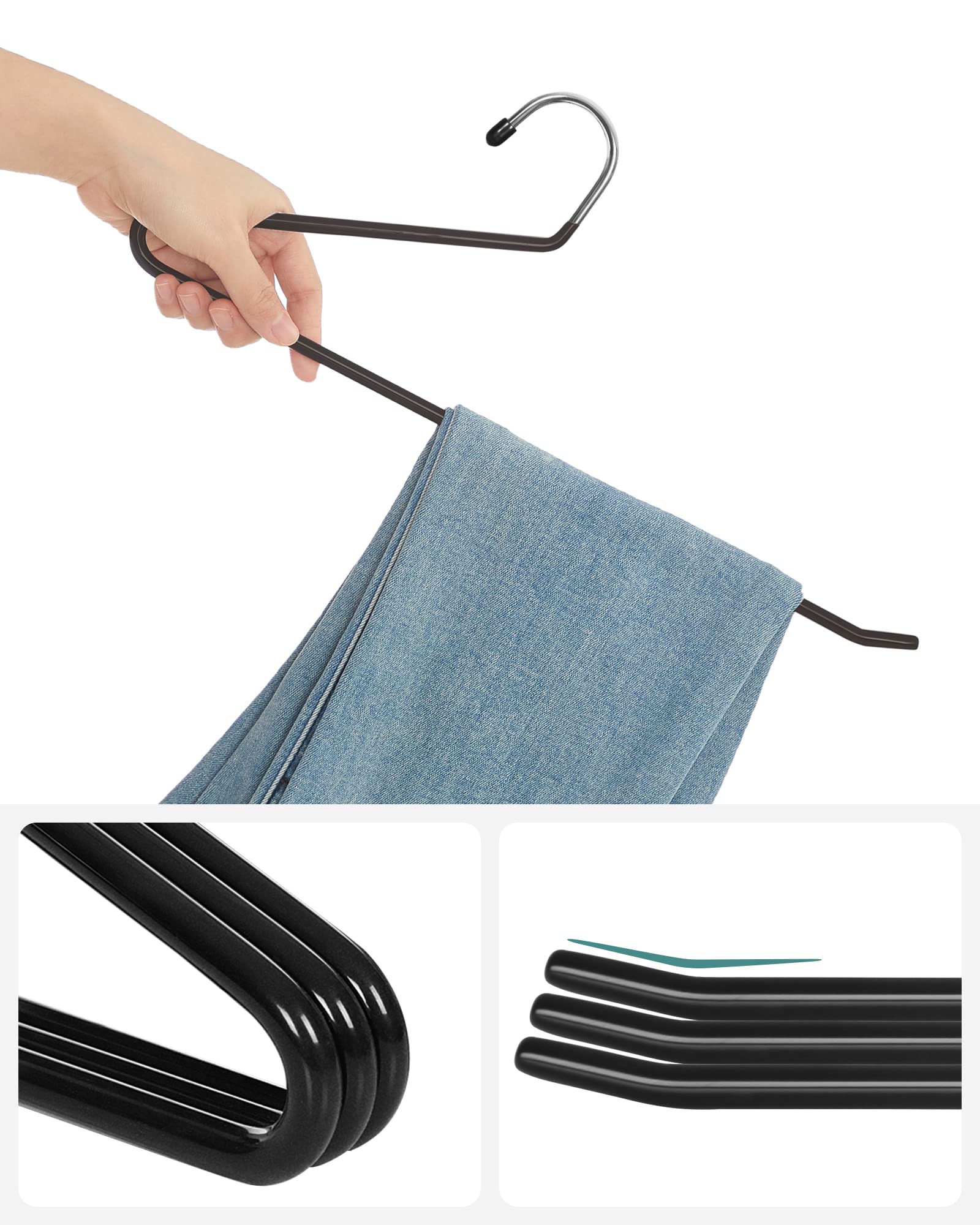 Lot De 10 Cintres à Pinces En Aluminium Doré - Antidérapants Pour Pantalons, Jupes, Leggings - Rangement Placard