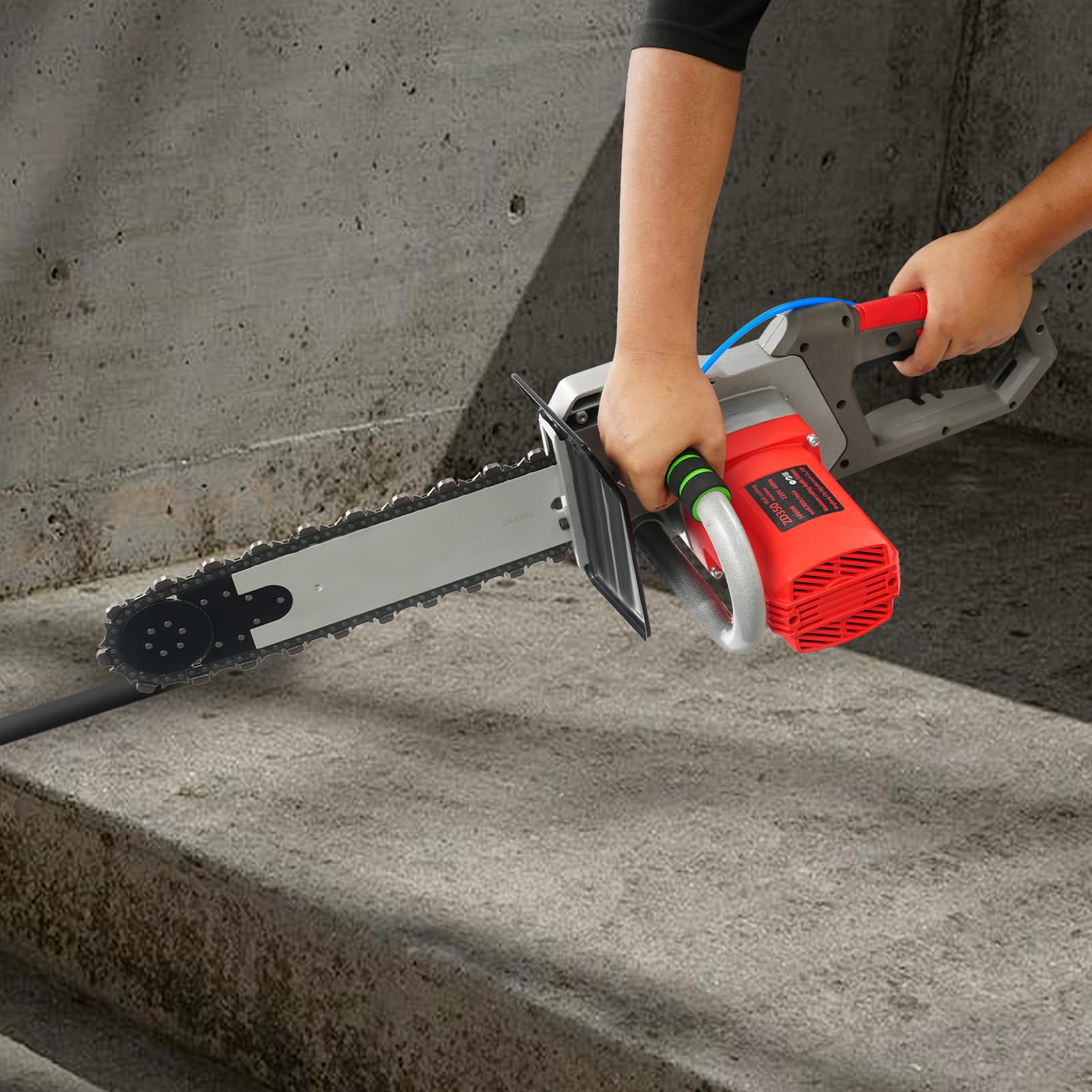 Elektryczna piła do cięcia betonu, 5800 W, piła łańcuchowa, przecinarka do betonu, 350 mm, głębokość cięcia, łańcuch diamentowy, pompa wodna, bezpyłowa, do betonu, cegły, granitu, prac rozbiórkowych
