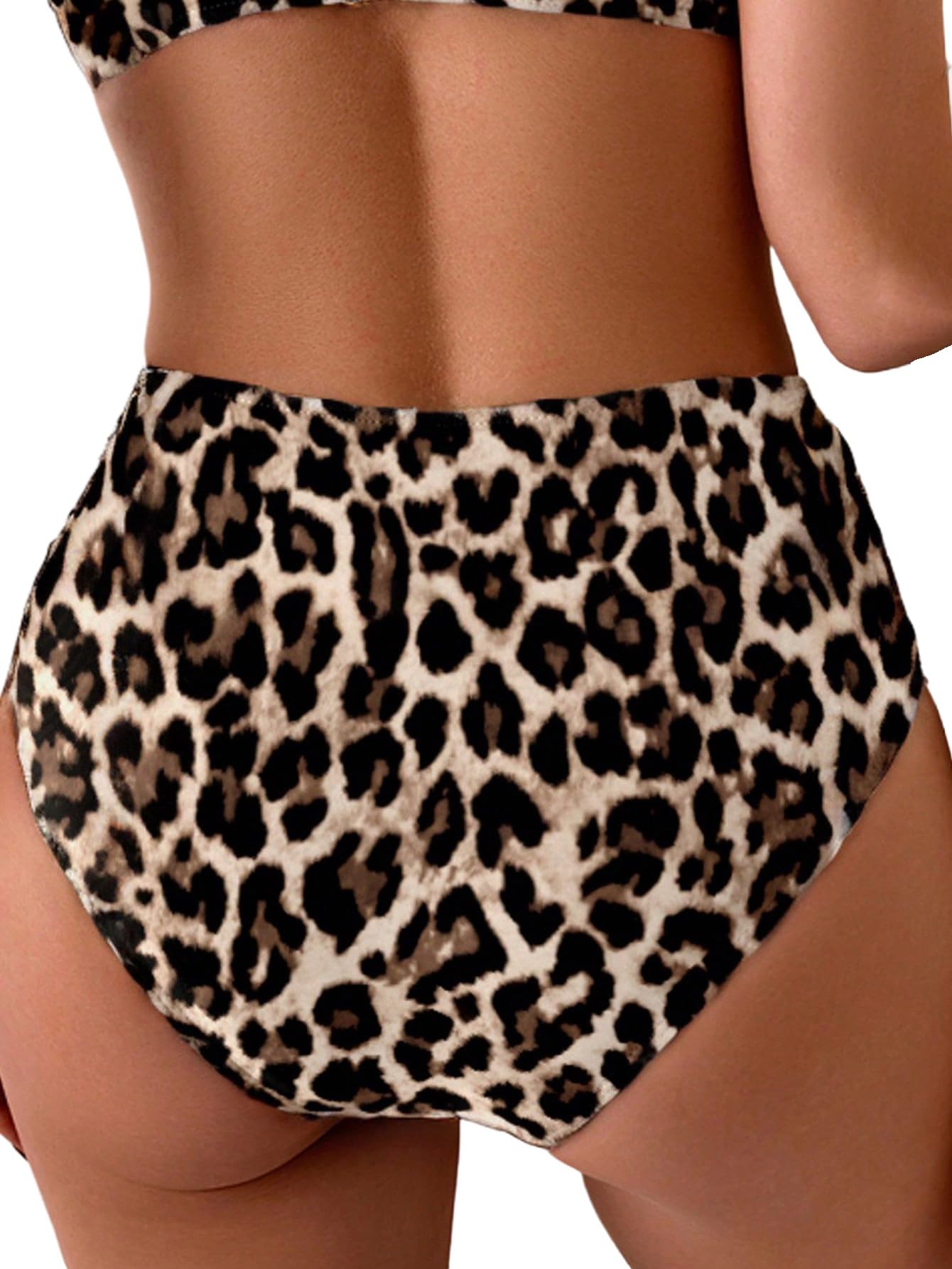GORGLITTER Bikini Damen Set Push Up Leoparden Bikinis Bauchweg Badeanzug Zweiteilige Trgäern Bademode High Waist Bikinihose Sommer Strandanzug