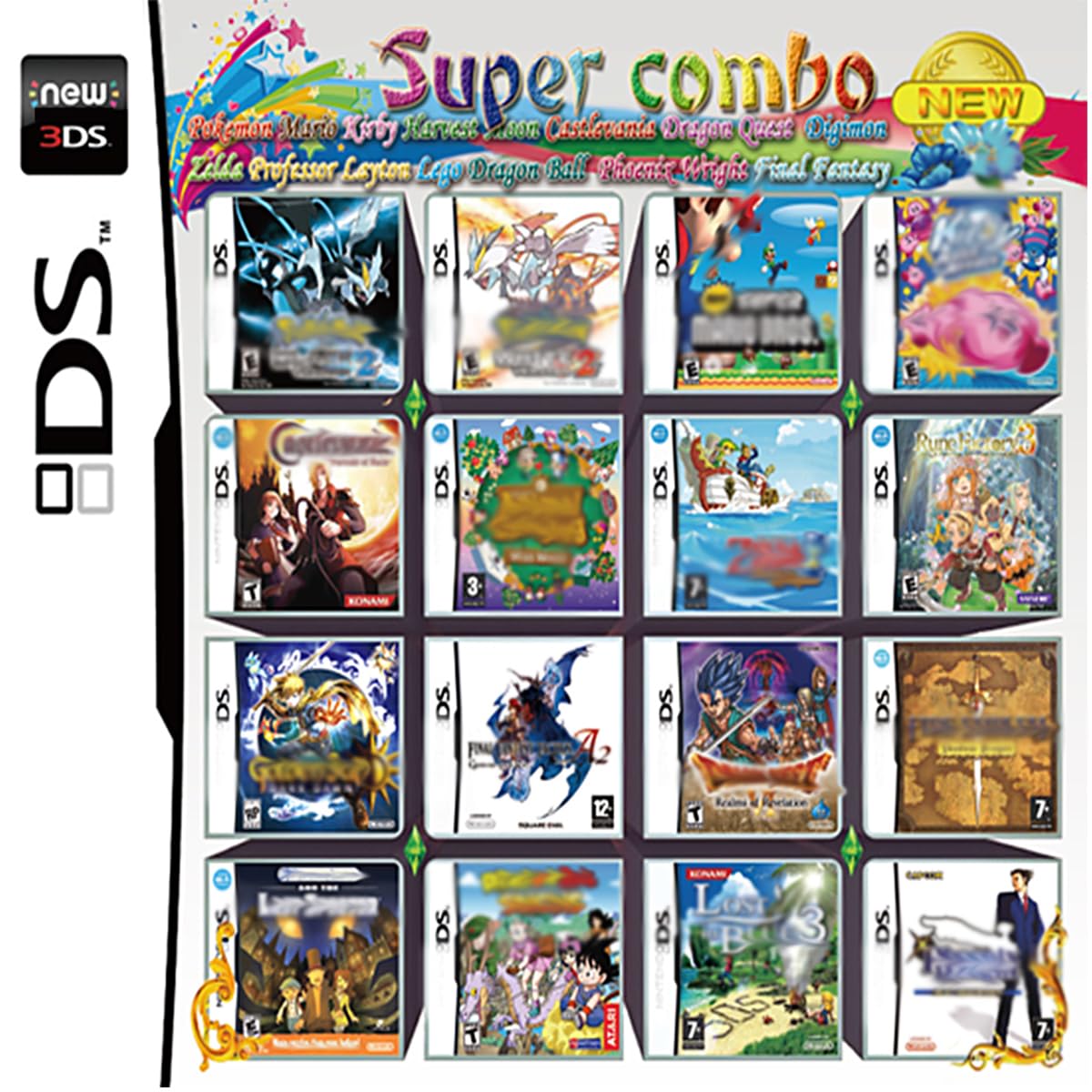 510 in 1 Game Cassette 3DS Game Pack Card Compiler, Super Combo