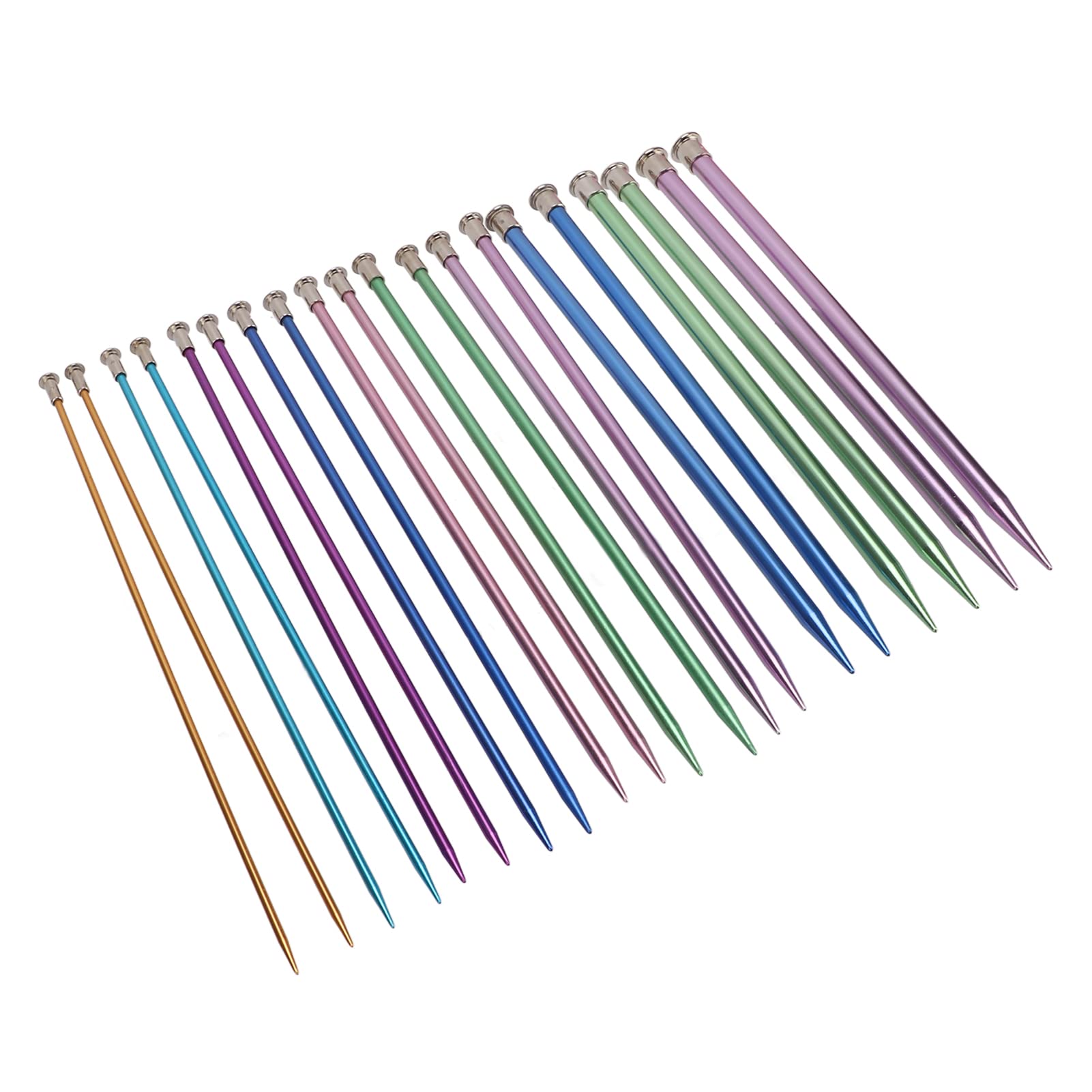 Pissente 10in Knitting Needles Set, Aluminum Lightweight, Smooth Surface, Various Sizes for Knitters and Crocheters