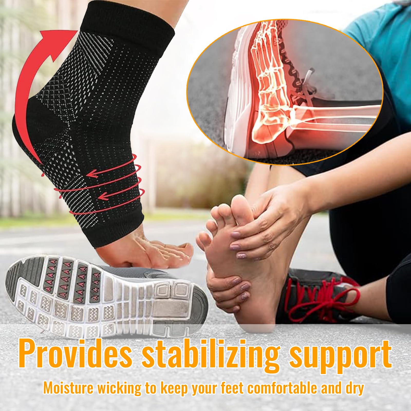 WiDream 2 Piezas Calcetines Compresivos, Sport Calcetines Fascitis Plantar, Calcetines de Compresión, para Mujer y Hombre Aliviar El Dolor De Pies(L-XL)
