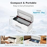 Mini frigider pentru insulină JAOGAUS, portabil, pentru medicamente, cu temperatură între 2-8°C, cu baterie dublă de 10200 mAh, pentru călătorii și mașină 5
