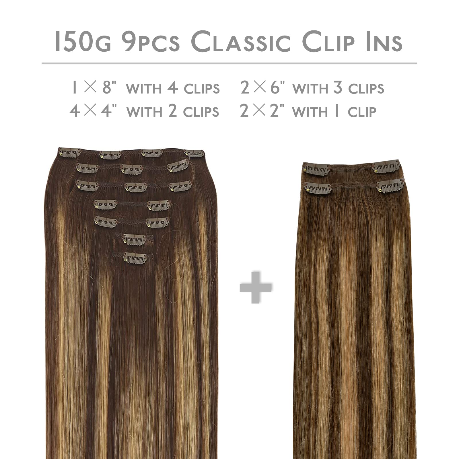 WENNALIFE Clip in Hair Extensions Human Hair 16 Inch 120g 7pcs Dark Brown Hair Extensions Clip in for Women Real Human Hair Double Weft Rallonge Cheveux Humain Extension Real Hair Extensions — view 157