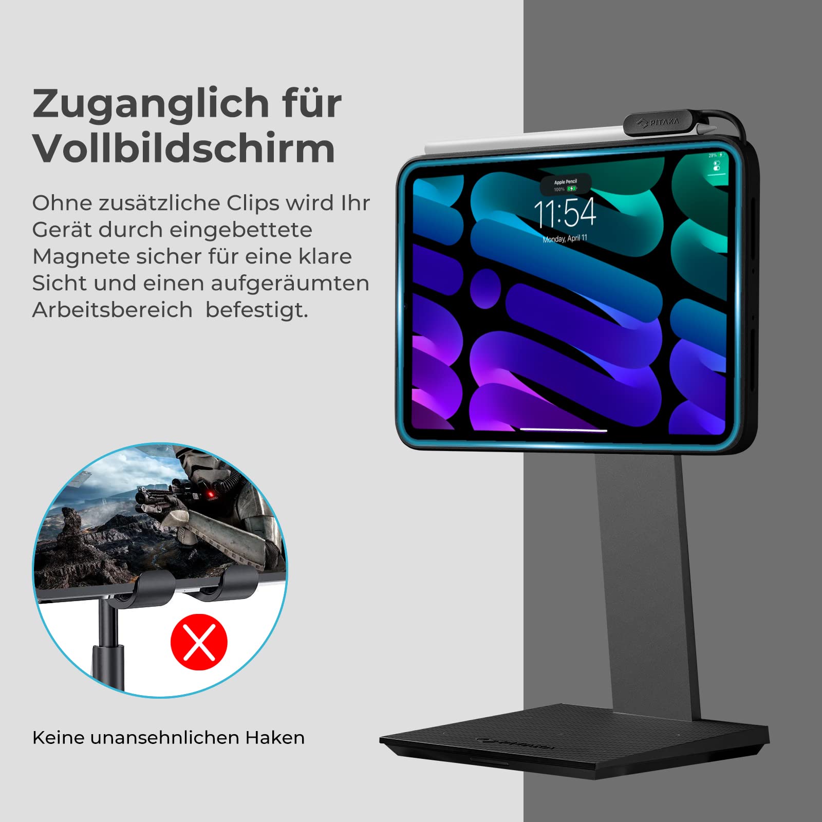 pitaka Tablet Stand Magnetic Rechargeable Adjustable Tablet Holder pitaka Tablet Stand Magnetic Rechargeable Adjustable Tablet Holder