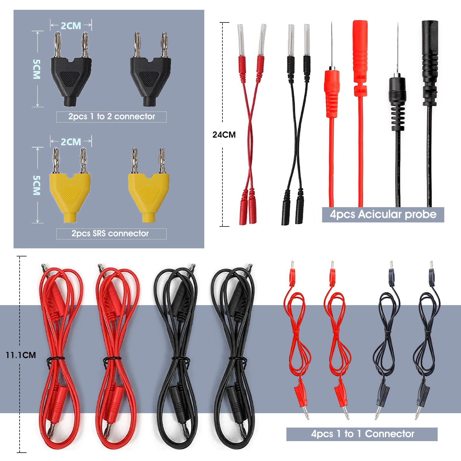 Kfz-Messleitungs-Set, 92-Teiliges Multimeter-Messleitungs-Set mit Tragetasche, Elektrische Tester, Drahtanschlüsse, Adapterkabel mit Krokodilklemmen