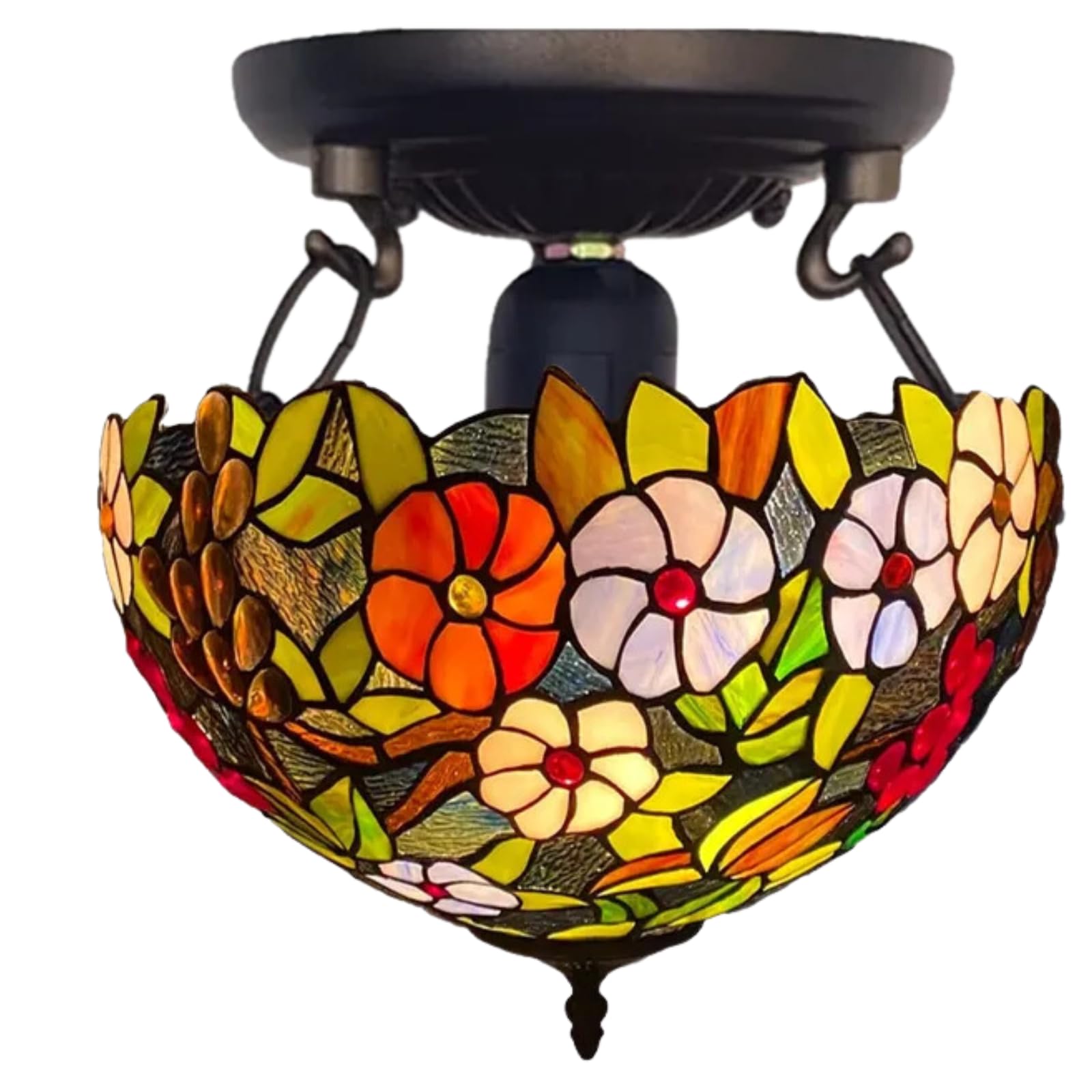 Tiffany Style Ceiling Lamp, 40.6 cm, Glass Shade (TF(C)-1609)