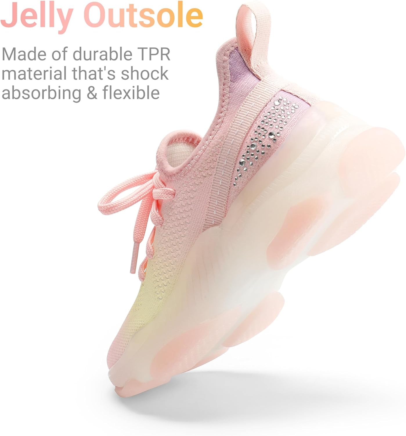 DREAM PAIRS Girls Slip-On Sneakers Kids Sparkle Pop Lightweight Jelly Sole Walking Shoes - Image 3