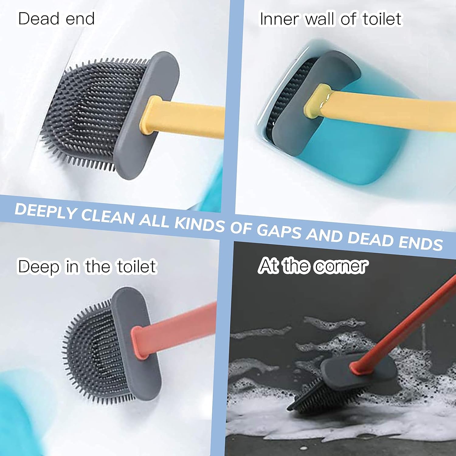 AIUOKYA Silicone Toilet Brush, Deep Cleaning Bowl Buddy Toilet Brush