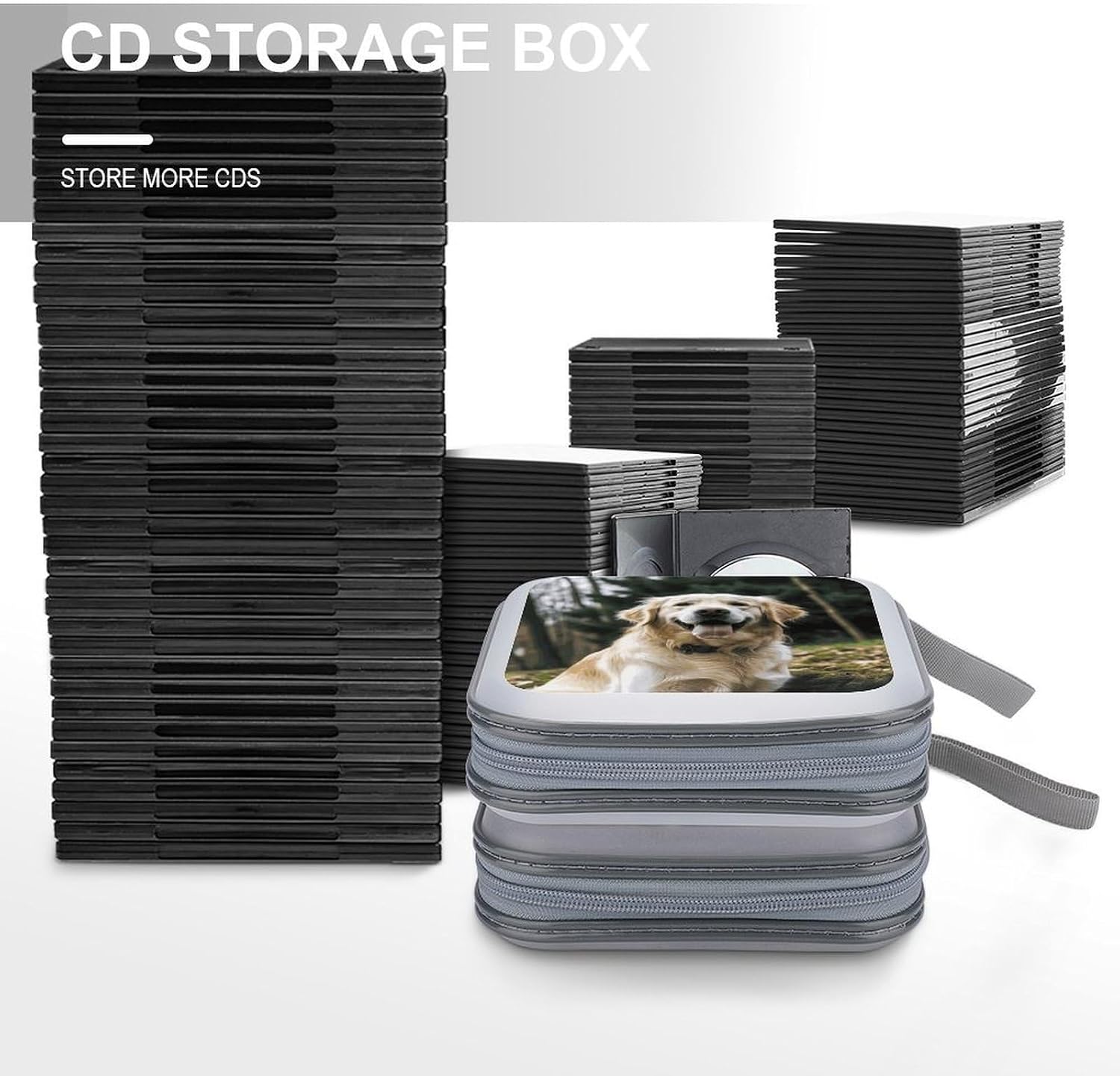 Funny Golden Retriever CD Case CD Storage Box DVD Sleeves