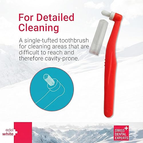Miniatura 5 de edel+white Paquete de 2 cepillos de dientes End Tuft – Cepillo de cabeza pequeña para aparatos ortopédicos, implantes y encías – Cepillo especial