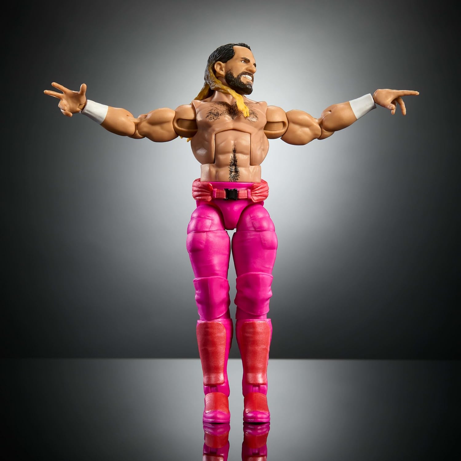 Mattel WWE Elite Collection Action Figure & Accessories, Premium Live Event Seth “Freakin” Rollins Set, Wrestlemania with Howard Finkel Build-A-Figure Parts