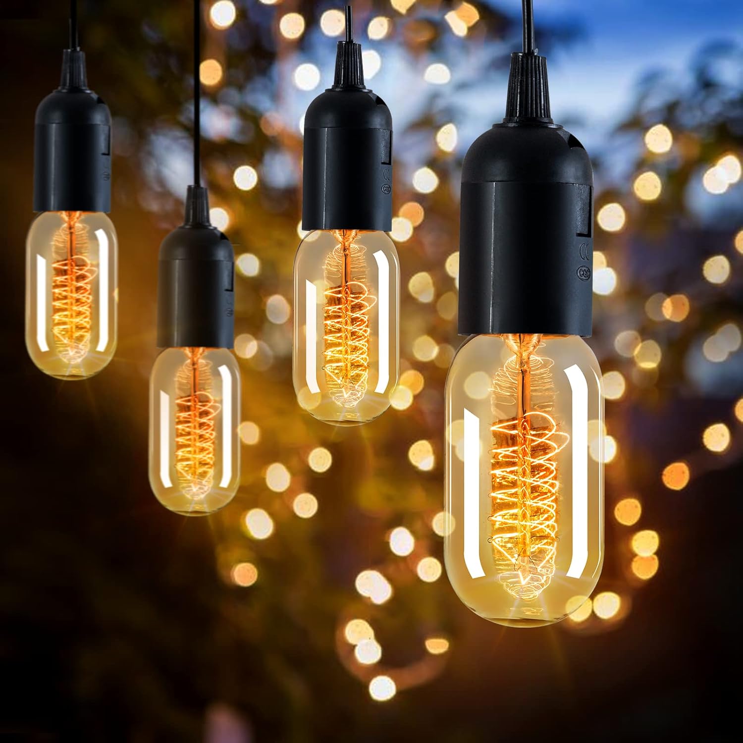 NUODIFAN Edison Bulbs,4-Pack Vingtage Filament Light Bulb,T45 2700K Warm Light 40 Watt,110V-130V E26/E27 Base Dimmable Decorative Antique Screw Light Bulbs for Home Lighting Fixtures
