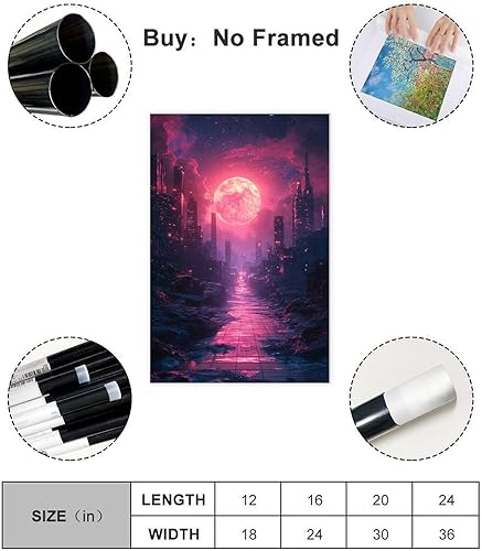 Miniatura 2 de ZMLIS Synthwave Neon City Print  Arte digital retro de ciencia ficción  Decoración de pared moderna y vibrante póster de arte de pared e imagen