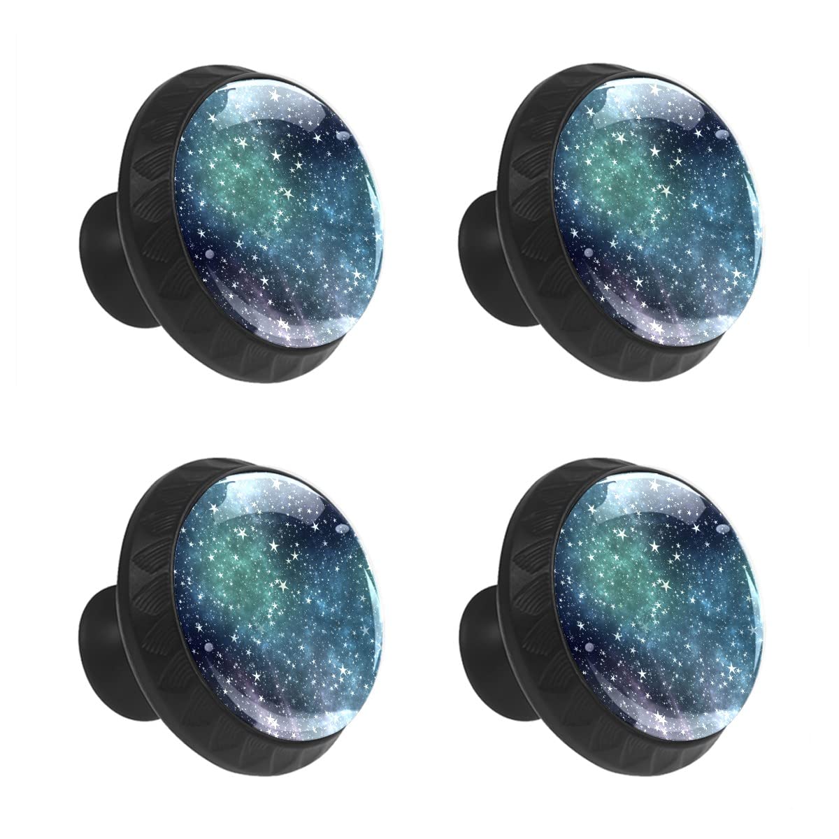 MEHOM 4 Pcs Crystal Glass Cabinet Drawer Knob,Galaxy Stars Round Drawer Knobs Kitchen Cabinets Dresser Cupboard Wardrobe Unique Pulls Handles