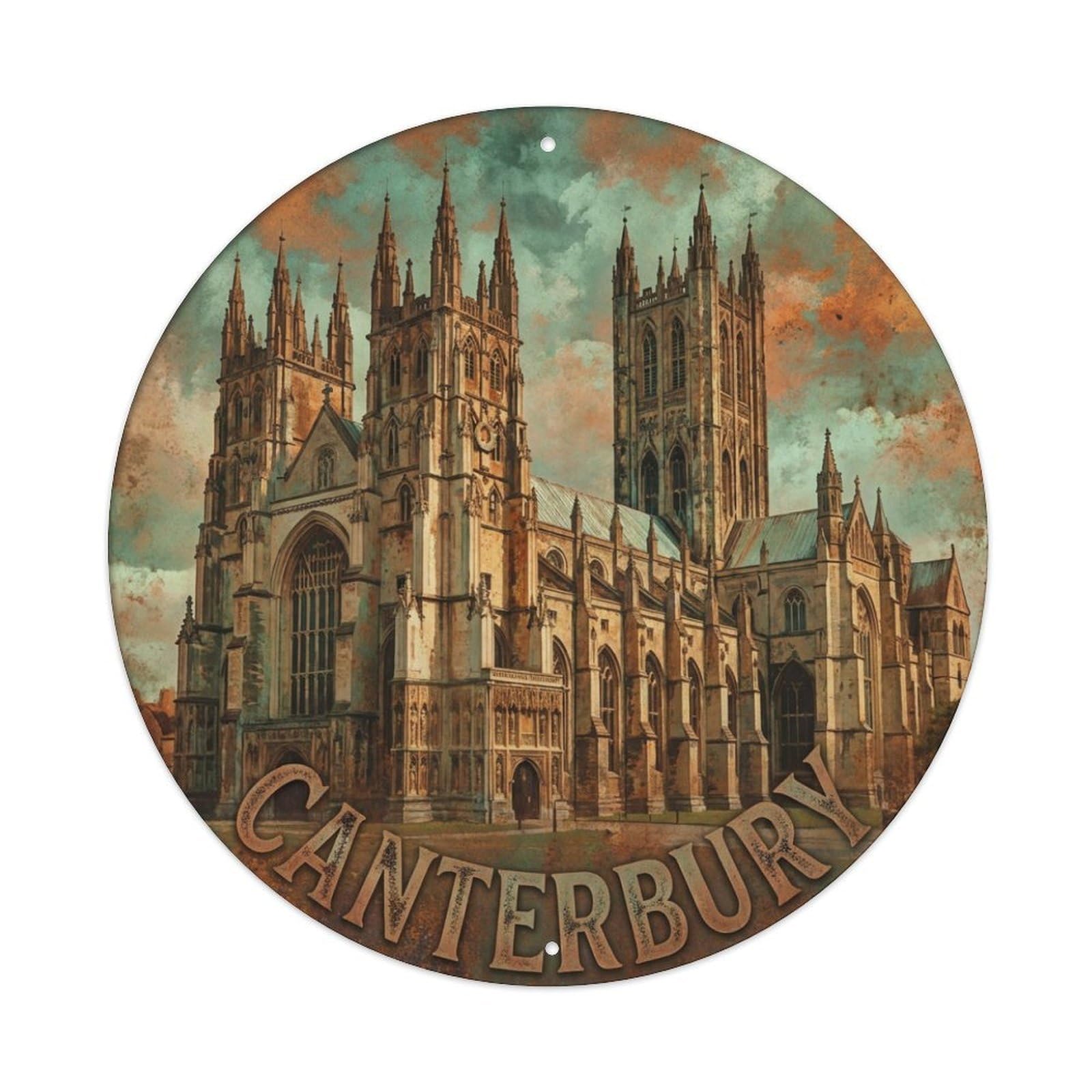 Galvaxio Style Retro Travel England Canterbury Metal Tin Sign