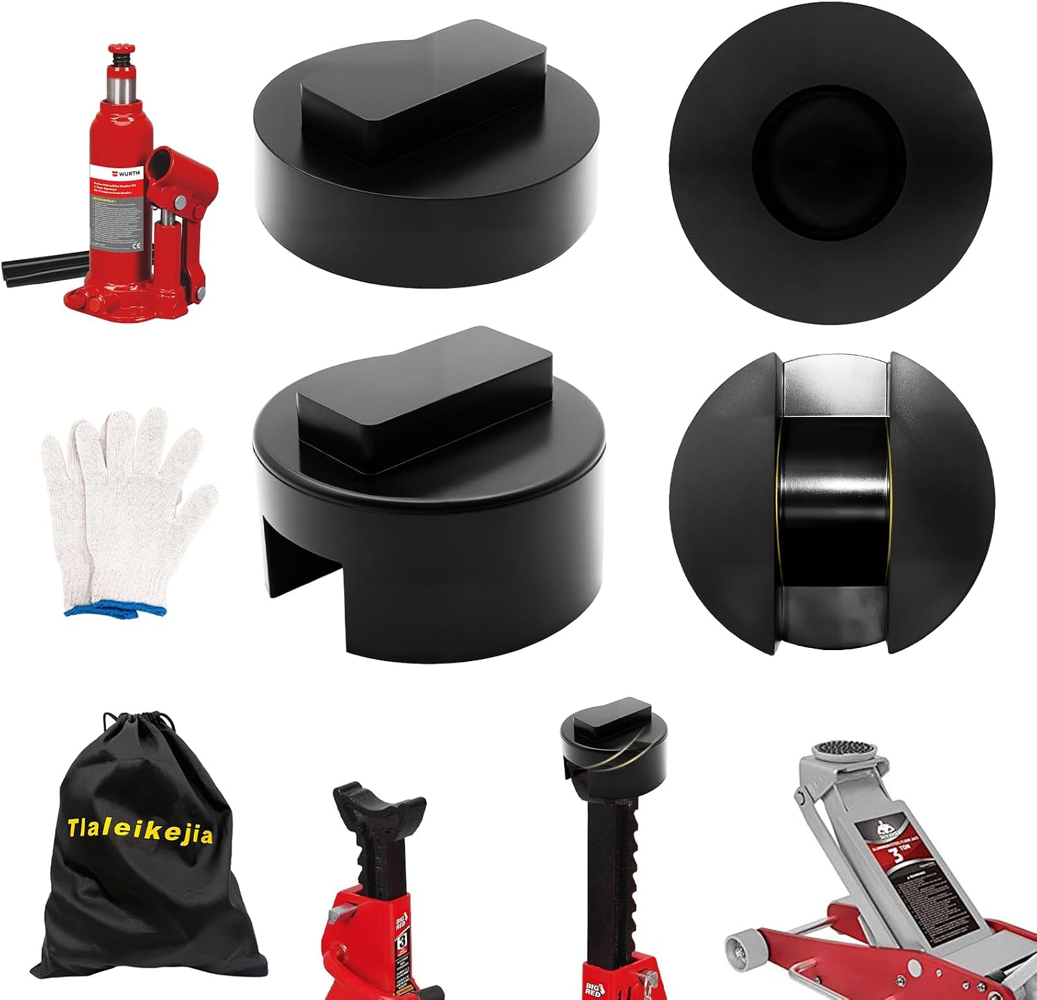 4PCS Jack Pad Adapter for BMW & Mini, Pinch Weld Frame Rail Protector, Floor Jack Rubber Pads with Storage Bag, Jack Stand Puck Adapter Compatible with BMW 1 2 3 4 5 6 Series (Crescent Type)